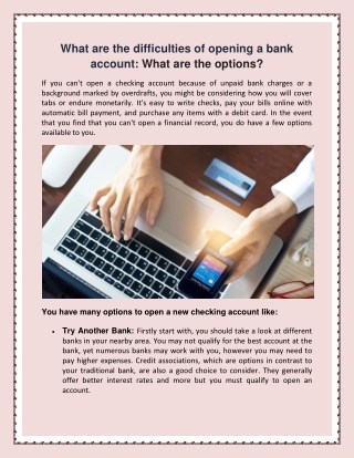 What are the difficulties of opening a bank account: What are the options?