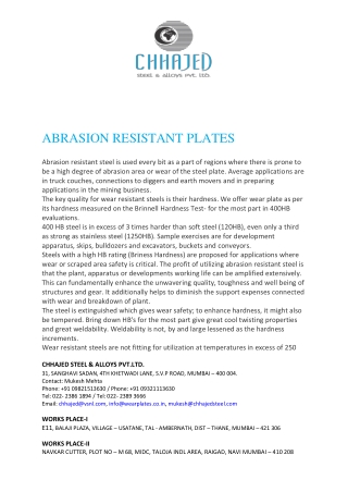 Abrasion resistant-plate