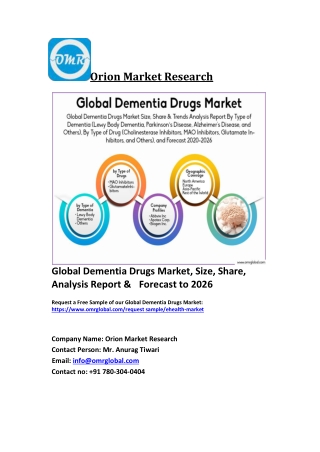 Global Dementia Drugs Market Trends, Size, Competitive Analysis and Forecast 2020-2026