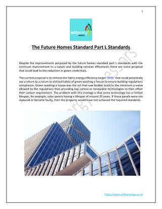 The Future Homes Standard Part L Standards