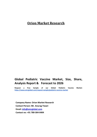 Global Pediatric Vaccine Market Trends, Size, Competitive Analysis and Forecast 2020-2026