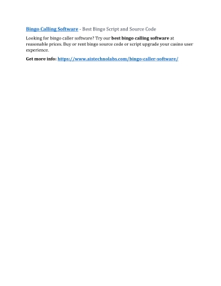 Bingo Calling Software - Best Bingo Script and Source Code
