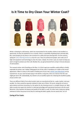 Is it Time to Dry Clean Your Winter Coat - Hello Laundry