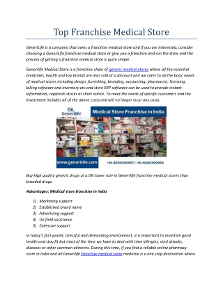 Top Franchise Medical Store