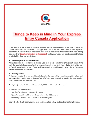 Things to Keep in Mind in Your Express Entry Canada Application