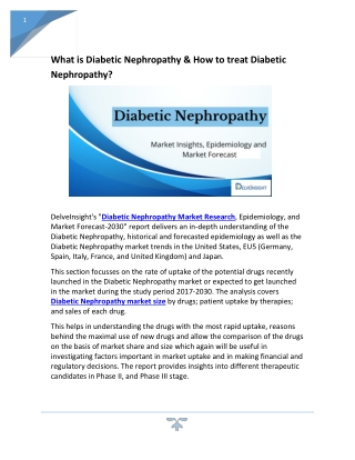 what is Diabetic Nephropathy,