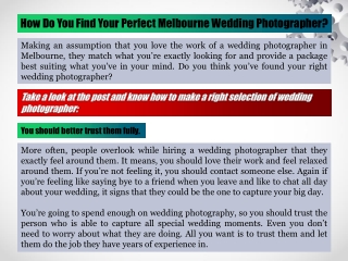 How Do You Find Your Perfect Melbourne Wedding Photographer?