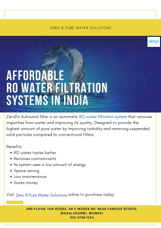 Affordable RO Water Filtration Systems in India