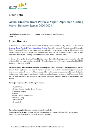 Electron Beam Physical Vapor Deposition Coating Market Research Report 2020-2024