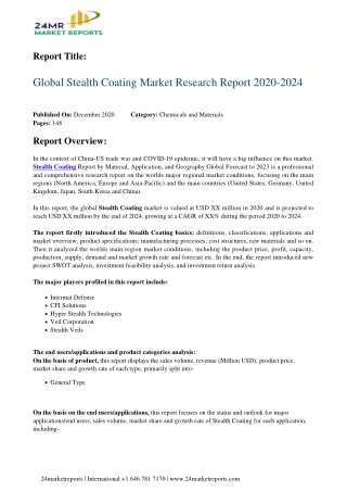 Stealth Coating Market Research Report 2020-2024