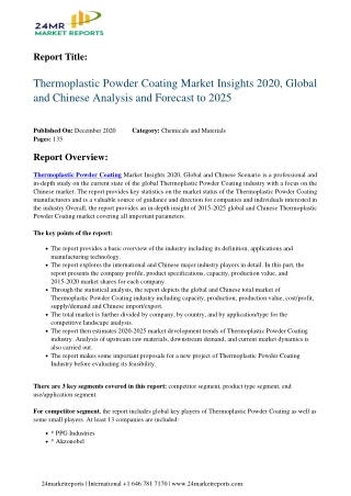 Thermoplastic Powder Coating Market Insights 2020