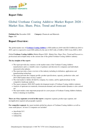 Urethane Coating Additive Market Report 2020