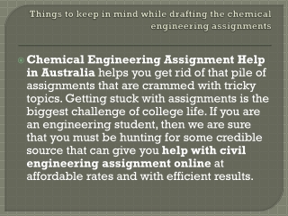 Things to keep in mind while drafting the chemical engineering assignments