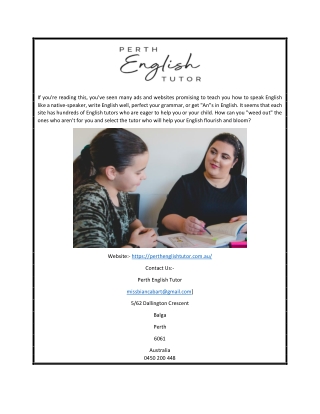 English Tutoring Perth | Perthenglishtutor.com.au