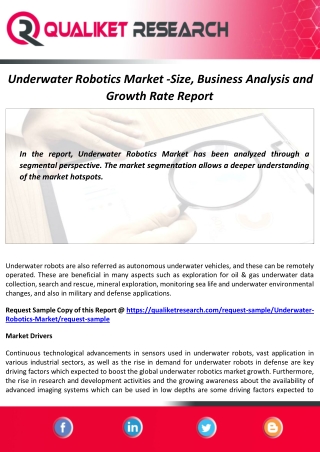Underwater Robotics Market Size, Share, Growth and Forecast Report to 2027