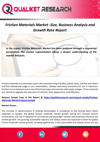 Friction Materials Market Size, Analysis and Forecast Report to 2027
