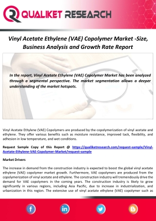 Vinyl Acetate Ethylene (VAE) Copolymer Market Analysis Report by 2027
