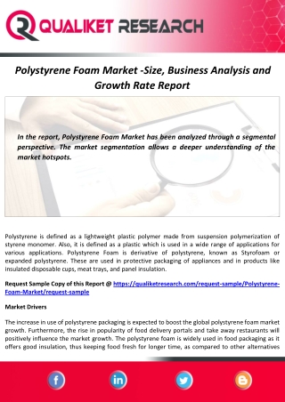 Polystyrene Foam Market Size, Scope, Analysis and Forecast Report to 2027