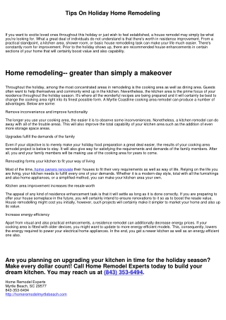 Tips On Holiday Residence Makeover
