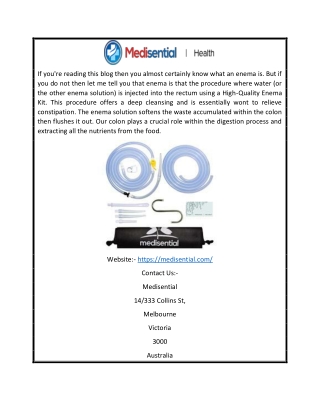 Buy Best Enema Bag Kit Online | Medisential.com