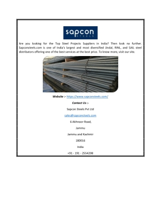 Top Steel Dealers India | Sapcon Steels