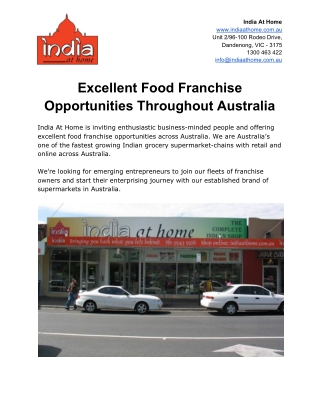 Excellent Food Franchise Opportunities Throughout Australia