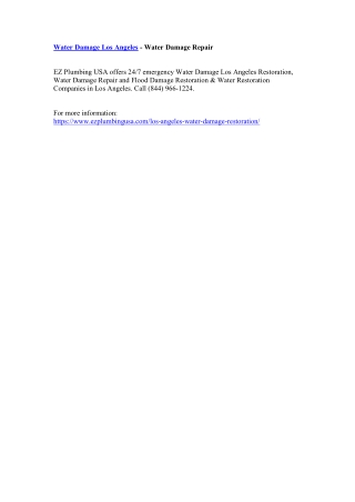 Water Damage Los Angeles - Water Damage Repair