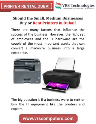 Should the Small, Medium Businesses Rent Printers in Dubai