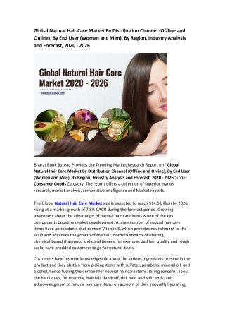 Global Natural Hair Care Market Analysis, Application & Forecast to 2020 - 2026