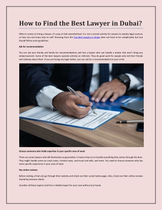 How to Find the Best Lawyer in Dubai?