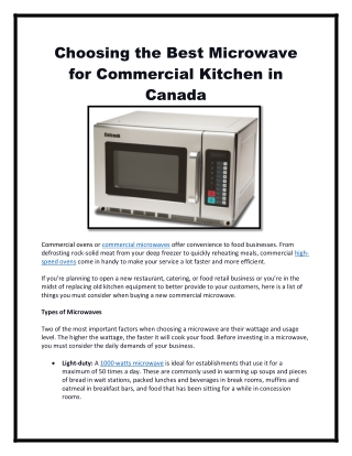 Why Should You Buy a Professional Microwave?
