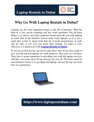 Why Go With Laptop Rentals in Dubai?