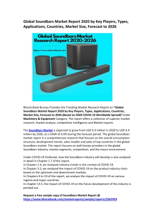 Global Soundbars Market Report 2020 by Key Players, Types, Applications, Countries, Market Size, Forecast to 2026