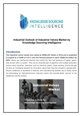 Industrial Valves Market Expected to Grow 4.41% From 2019 to 2025
