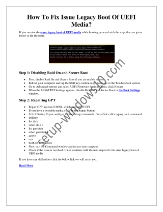 How To Fix The Error Legacy Boot Of UEFI Media Windows 10?