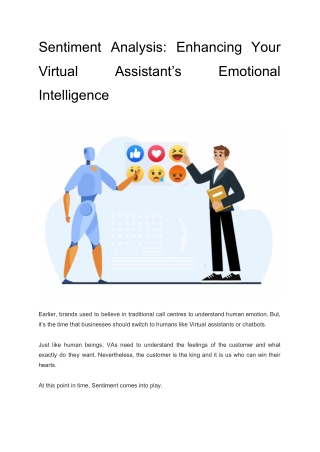 Sentiment Analysis: Enhancing Your Virtual Assistant’s Emotional Intelligence