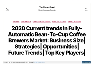 Fully-Automatic Bean-To-Cup Coffee Brewers Market