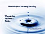 Continuity and Recovery Planning