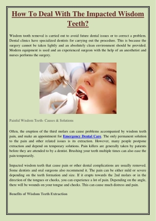 How To Deal With The Impacted Wisdom Teeth?