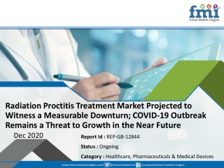 Radiation Proctitis Treatment Market Projected to Witness a Measurable Downturn; COVID-19 Outbreak Remains a Threat to G