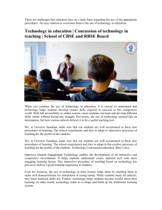 Technology in education - Universe Sansthan