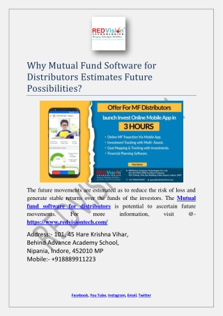 Why Mutual Fund Software for Distributors Estimates Future Possibilities?