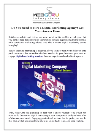 Do You Need to Hire a Digital Marketing Agency? Get Your Answer Here