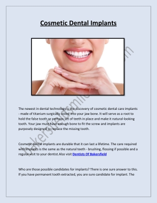 Cosmetic Dental Implants