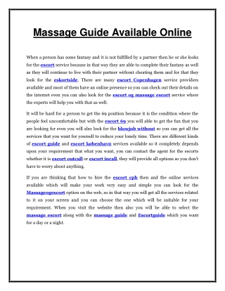 Massage Guide Available Online