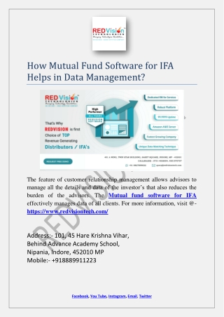 How Mutual Fund Software for IFA Helps in Data Management?