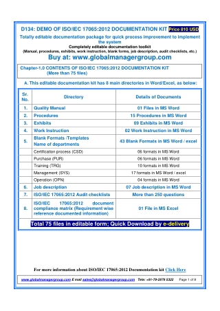 ISO 17065 Documents by global manager group