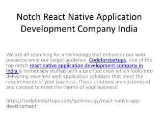 Notch React Native Application Development Company India