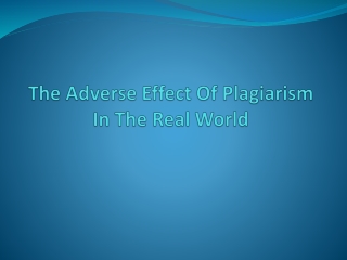 Effects Of Plagiarism For Real World