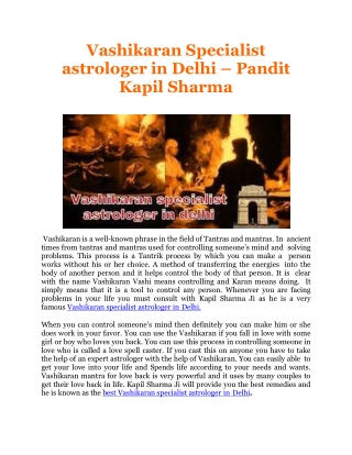 Vashikaran Specialist Astrologer in Delhi - Astrology Support